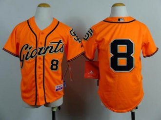 Youth Baseball Giants #8 Hunter Pence Orange Alternate Stitched Jersey