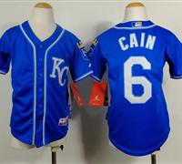 Youth Baseball Royals #6 Lorenzo Cain Blue Alternate 2 Cool Base Stitched Jersey