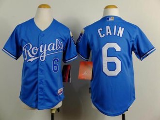 Youth Baseball Royals #6 Lorenzo Cain Blue Cool Base Alternate Stitched Jersey