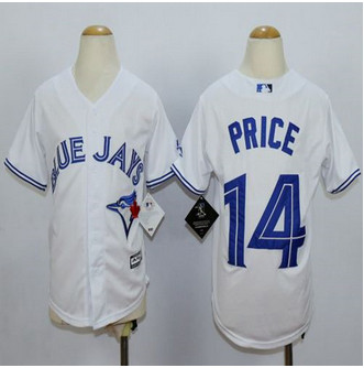 Youth Blue Jays #14 David Price White Cool Base Stitched Baseball Jersey