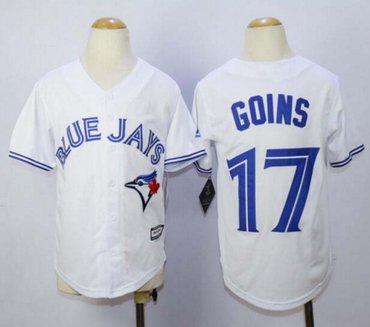 Youth Blue Jays #17 Ryan Goins White Cool Base Stitched MLB Jersey