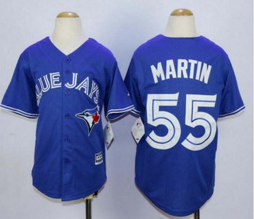 Youth Blue Jays #55 Russell Martin Blue Cool Base Stitched MLB Jersey