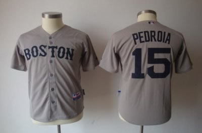 Youth Boston Red Sox 15 Dustin Pedroia Cool Base Grey Jerseys Youth Boston Red Sox 15 Dustin Pedroia Cool Base Grey Jerseys