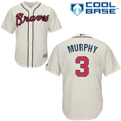 Youth Braves #3 Dale Murphy Majestic Cream Alternate 2 Cool Base Jersey Youth Braves #3 Dale Murphy Majestic Cream Alternate 2 Cool Base Jersey