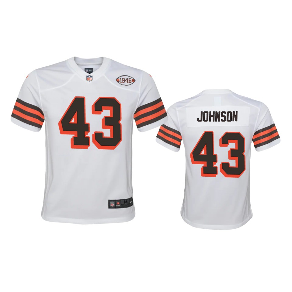 Youth Browns #43 John Johnson Nike 1946 Collection Alternate Game Limited NFL Jersey - White Youth Browns #43 John Johnson Nike 1946 Collection Alternate Game Limited NFL Jersey - White