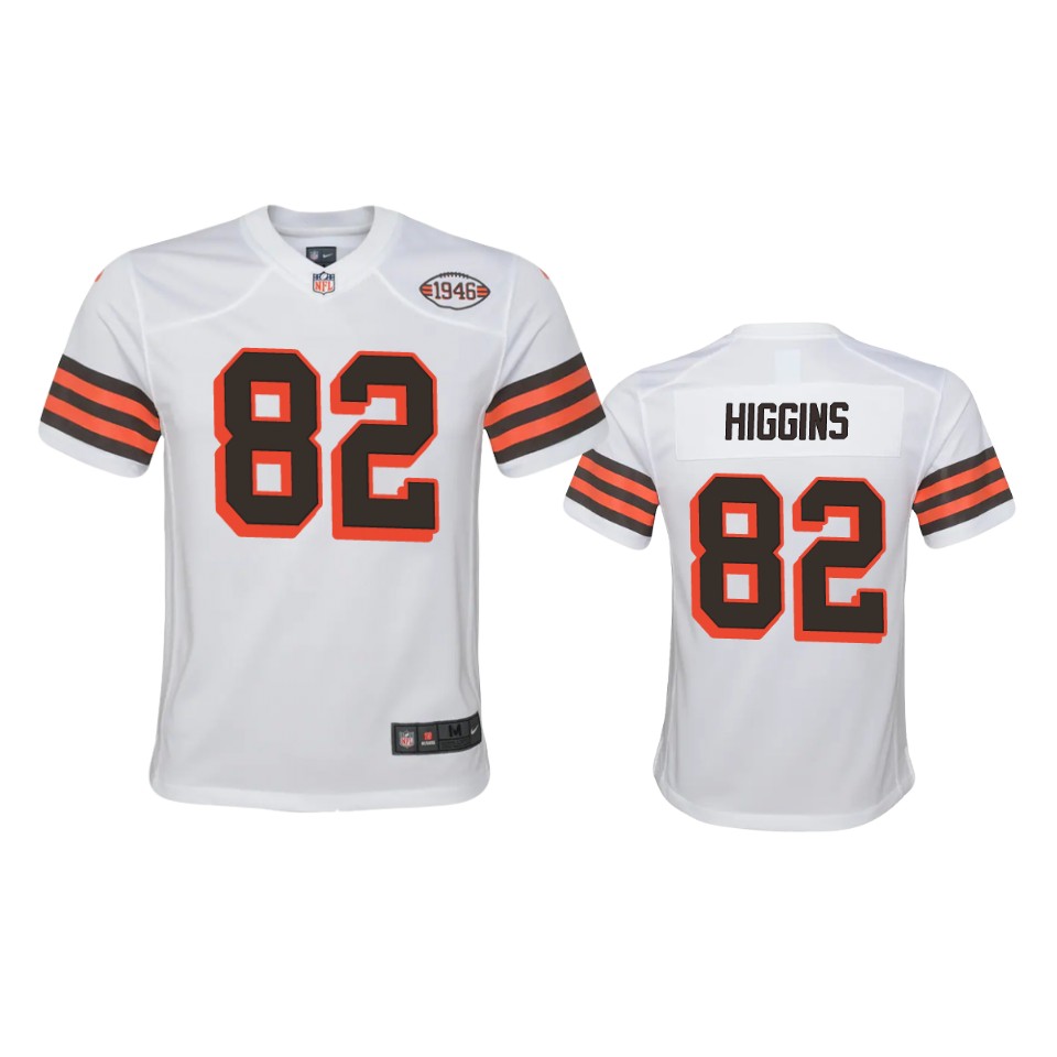 Youth Browns #82 Rashard Higgins Nike 1946 Collection Alternate Game Limited NFL Jersey - White Youth Browns #82 Rashard Higgins Nike 1946 Collection Alternate Game Limited NFL Jersey - White