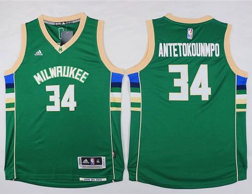 Youth Bucks #34 Giannis Antetokounmpo Green Stitched  NBA Jersey