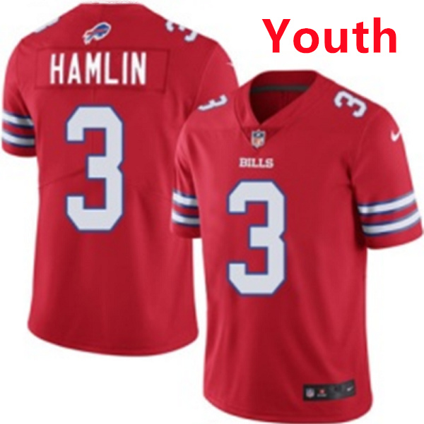 Youth Buffalo Bills #3 Damar Hamlin Red Vapor Untouchable Limited Stitched Jersey Youth Buffalo Bills #3 Damar Hamlin Red Vapor Untouchable Limited Stitched Jersey