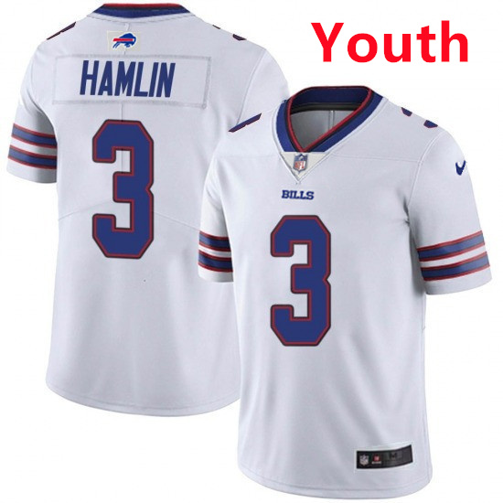 Youth Buffalo Bills #3 Damar Hamlin White Vapor Untouchable Limited Stitched Jersey Youth Buffalo Bills #3 Damar Hamlin White Vapor Untouchable Limited Stitched Jersey
