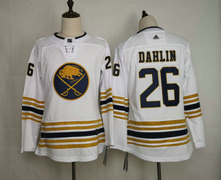 Youth Buffalo Sabres #26 Rasmus Dahlin White With Gold 50th Anniversary Adidas Stitched NHL Jersey Youth Buffalo Sabres #26 Rasmus Dahlin White With Gold 50th Anniversary Adidas Stitched NHL Jersey