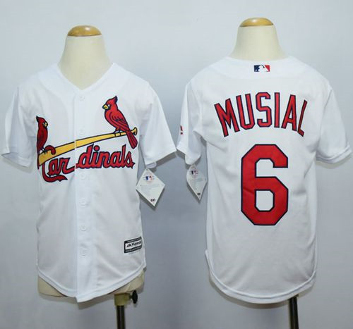 Youth Cardinals #6 Stan Musial White Cool Base Stitched MLB Jersey