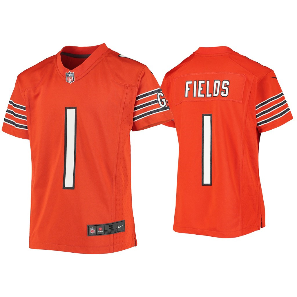 Youth Chicago Bears #1 Justin Fields Orange Jersey Youth Chicago Bears #1 Justin Fields Orange Jersey