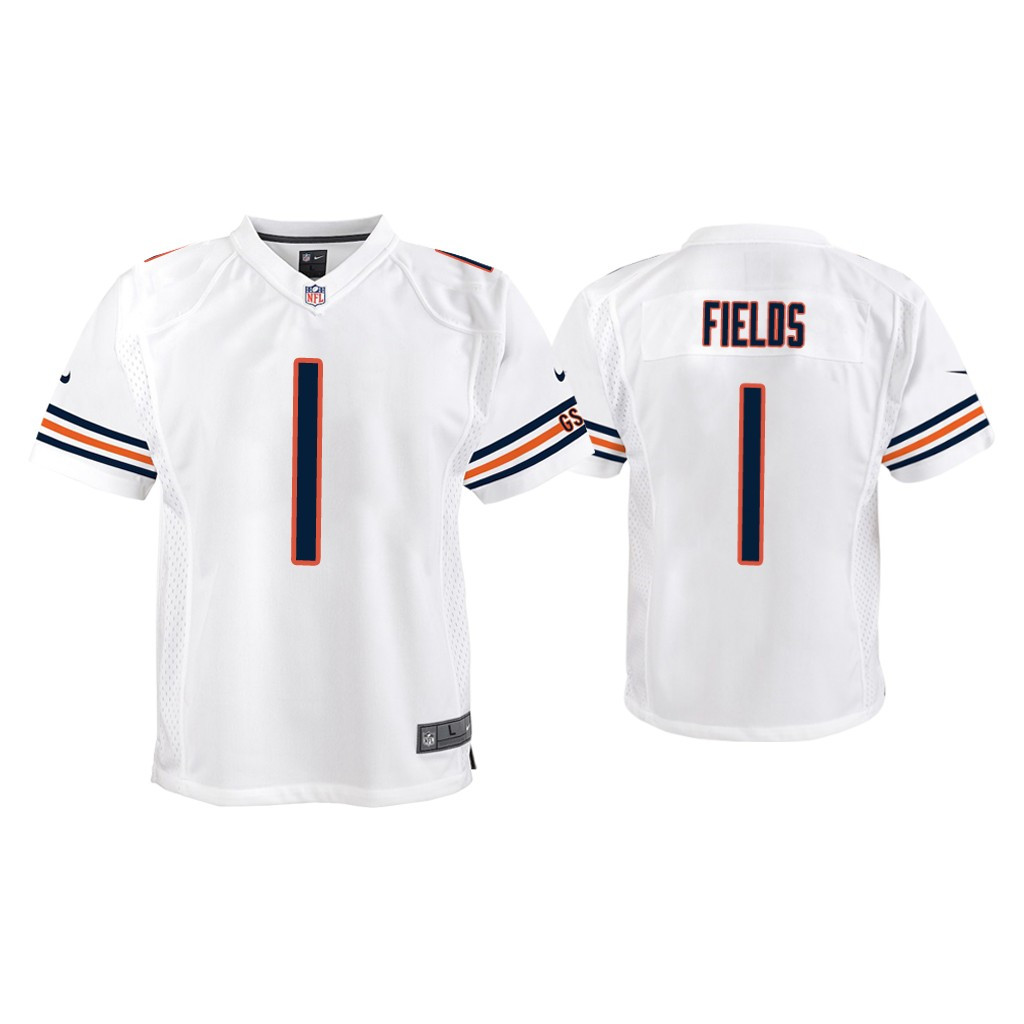 Youth Chicago Bears #1 Justin Fields White Jersey Youth Chicago Bears #1 Justin Fields White Jersey
