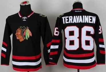 Youth Chicago Blackhawks #86 Teuvo Teravainen Black 2014 Stadium Series NHL Jersey
