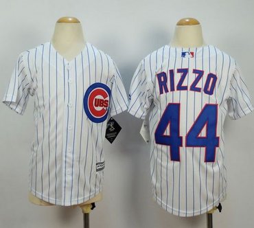 Youth Chicago Cubs #44 Anthony Rizzo White(Blue Strip) Cool Base Baseball Jersey Youth Chicago Cubs #44 Anthony Rizzo White(Blue Strip) Cool Base Baseball Jersey