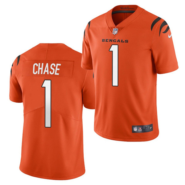 Youth Cincinnati Bengals #1 Ja'Marr Chase Orange Vapor Untouchable Limited Stitched Jersey Youth Cincinnati Bengals #1 Ja'Marr Chase Orange Vapor Untouchable Limited Stitched Jersey