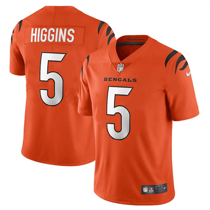 Youth Cincinnati Bengals #5 Tee Higgins Orange Vapor Untouchable Limited Stitched Jersey Youth Cincinnati Bengals #5 Tee Higgins Orange Vapor Untouchable Limited Stitched Jersey