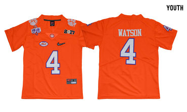 Youth Clemson Tigers 4 Deshaun Watson Orange Youth Diamond Logo 1975-1978 Fuller College Jersey Youth Clemson Tigers 4 Deshaun Watson Orange Youth Diamond Logo 1975-1978 Fuller College Jersey