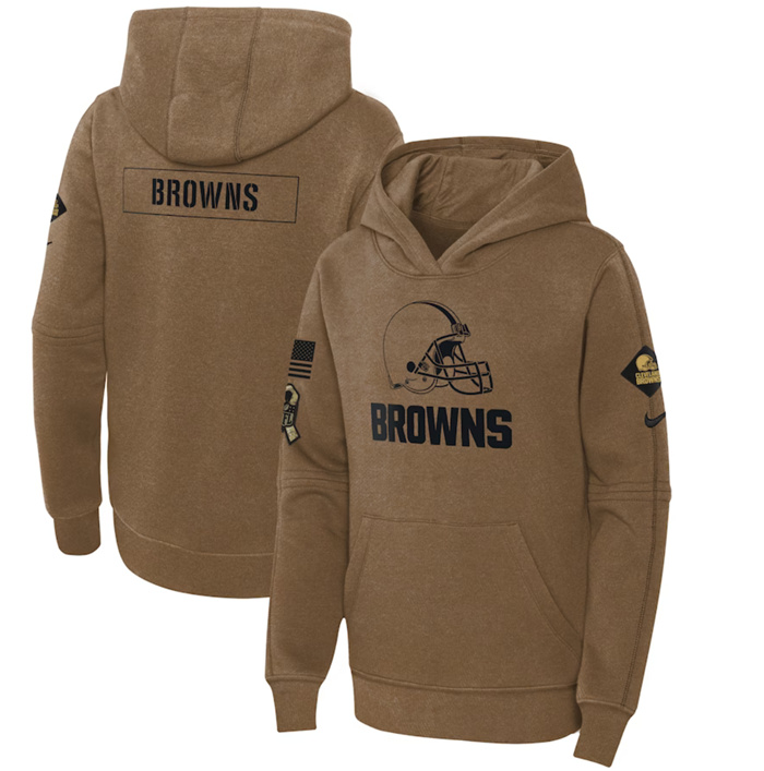 Youth Cleveland Browns 2023 Brown Salute To Service Pullover Hoodie Youth Cleveland Browns 2023 Brown Salute To Service Pullover Hoodie