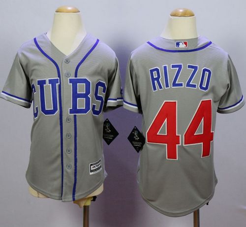 Youth Cubs #44 Anthony Rizzo Grey Alternate Road Cool Base Stitched MLB Jersey Youth Cubs #44 Anthony Rizzo Grey Alternate Road Cool Base Stitched MLB Jersey