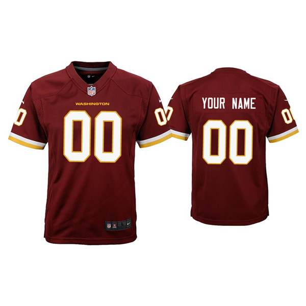 Youth Custom Washington Burgundy Game Jersey Youth Custom Washington Burgundy Game Jersey