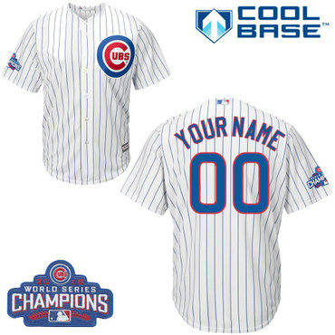 Youth Customized MLB Majestic Home Chicago Cubs 2016 World Series Champions Cool Base White Jersey Youth Customized MLB Majestic Home Chicago Cubs 2016 World Series Champions Cool Base White Jersey