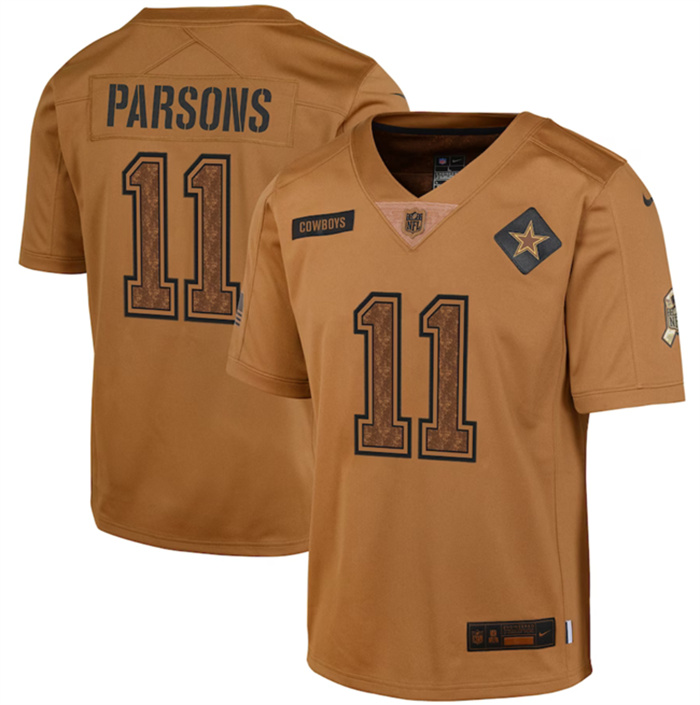 Youth Dallas Cowboys #11 Micah Parsons 2023 Brown Salute To Service Limited Stitched Football Jersey Youth Dallas Cowboys #11 Micah Parsons 2023 Brown Salute To Service Limited Stitched Football Jersey