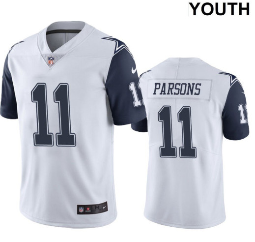 Youth Dallas Cowboys #11 Micah Parsons Jersey White Color Rush Jersey Youth Dallas Cowboys #11 Micah Parsons Jersey White Color Rush Jersey