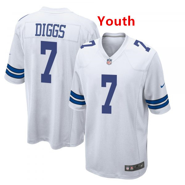 Youth Dallas Cowboys #7 Trevon Diggs White Jersey Youth Dallas Cowboys #7 Trevon Diggs White Jersey