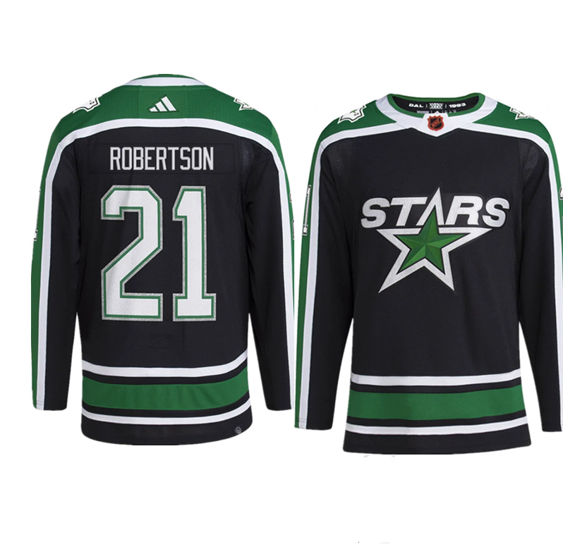 Youth Dallas Stars #21 Jason Robertson Black 2022-23 Reverse Retro Stitched Jersey Youth Dallas Stars #21 Jason Robertson Black 2022-23 Reverse Retro Stitched Jersey