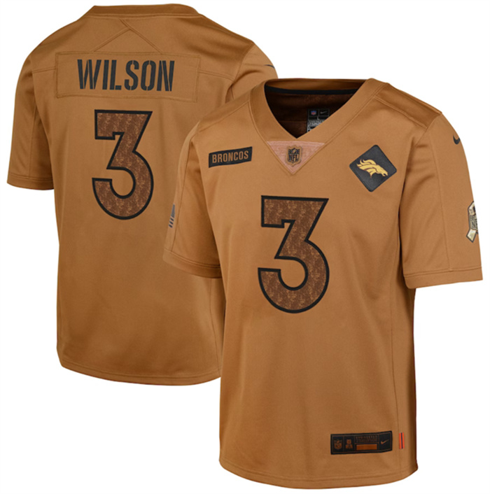 Youth Denver Broncos #3 Russell Wilson 2023 Brown Salute To Service Limited Stitched Football Jersey Youth Denver Broncos #3 Russell Wilson 2023 Brown Salute To Service Limited Stitched Football Jersey