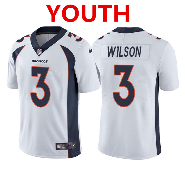 Youth Denver Broncos #3 Russell Wilson White Vapor Untouchable Limited Stitched Jersey Youth Denver Broncos #3 Russell Wilson White Vapor Untouchable Limited Stitched Jersey