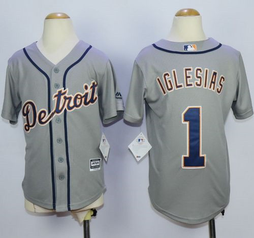 Youth Detroit Tigers #1 Jose Iglesias Grey Cool Base Stitched MLB Jersey Youth Detroit Tigers #1 Jose Iglesias Grey Cool Base Stitched MLB Jersey