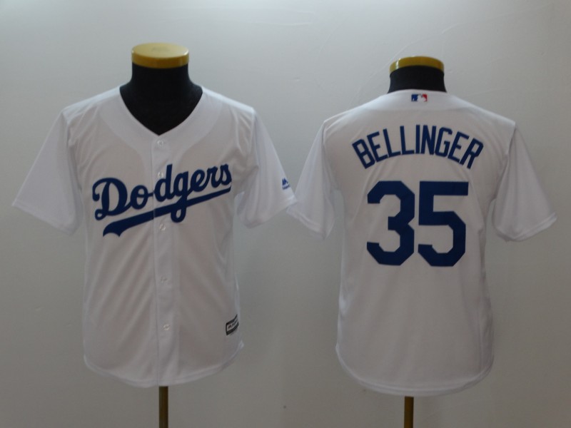 Youth Dodgers 35 Cody Bellinger Gray White Youth Cool Base Jersey