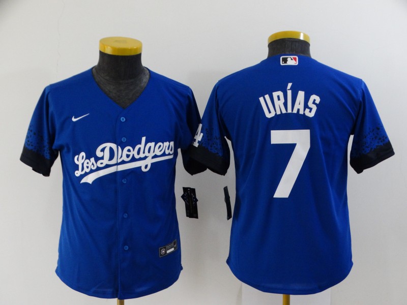 Youth Dodgers 7 Julio Urias Royal Youth 2021 City Connect Cool Base Jersey Youth Dodgers 7 Julio Urias Royal Youth 2021 City Connect Cool Base Jersey