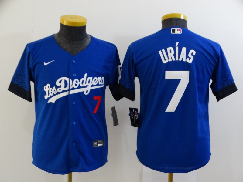 Youth Dodgers 7 Julio Urias Royal Youth 2021 City Connect Cool Base Jerseys Youth Dodgers 7 Julio Urias Royal Youth 2021 City Connect Cool Base Jerseys