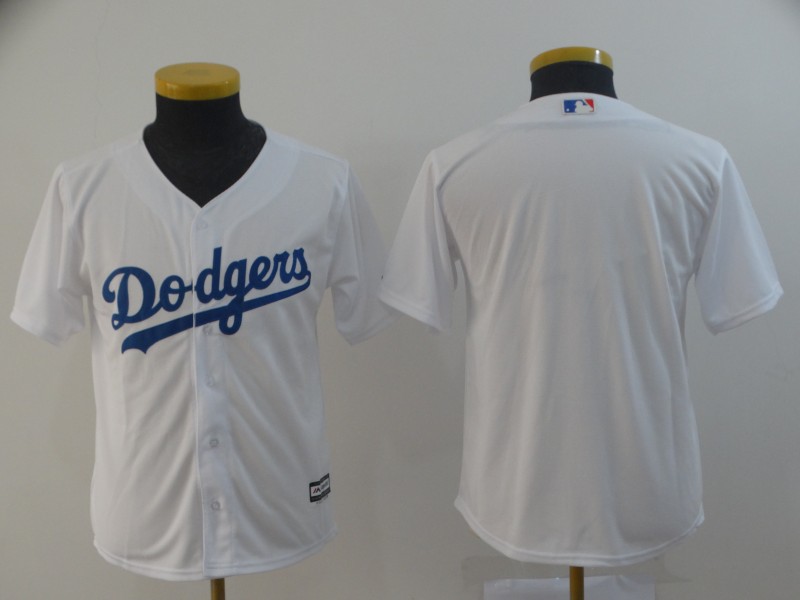 Youth Dodgers Blank White Youth Cool Base Jersey