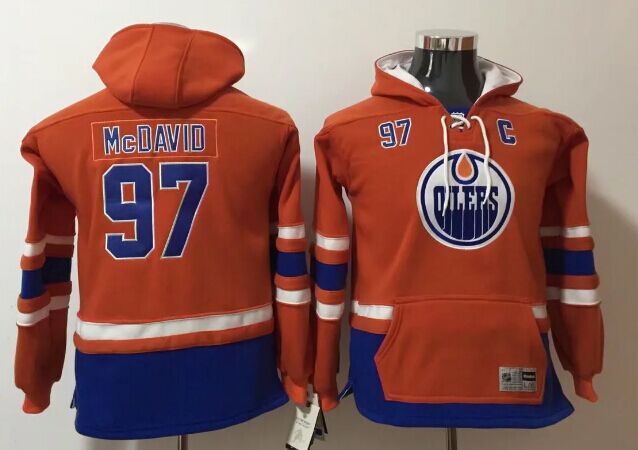 Youth Edmonton Oilers 97 Connor Orange Youth All Stitched Hooded Sweatshirt Youth Edmonton Oilers 97 Connor Orange Youth All Stitched Hooded Sweatshirt