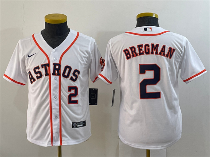 Youth Houston Astros #2 Alex Bregman White With Patch Cool Base Stitched Jersey Youth Houston Astros #2 Alex Bregman White With Patch Cool Base Stitched Jersey