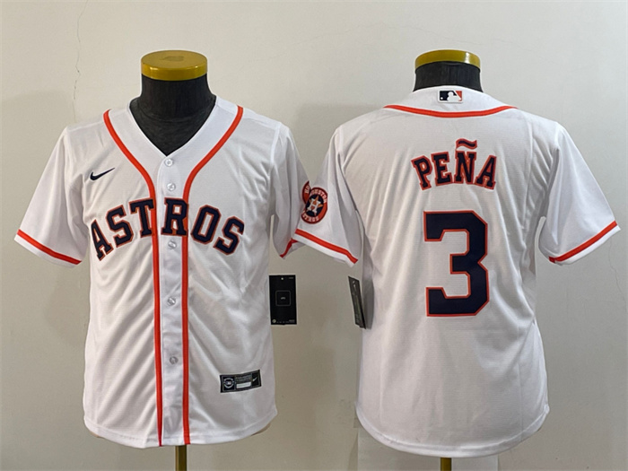 Youth Houston Astros #3 Jeremy Pe?a White With Patch Cool Base Stitched Jersey Youth Houston Astros #3 Jeremy Pe?a White With Patch Cool Base Stitched Jersey