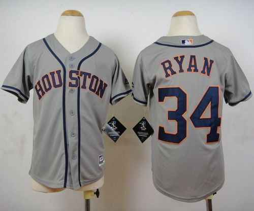 Youth Houston Astros #34 Nolan Ryan Grey Cool Base Stitched Baseball Jersey
