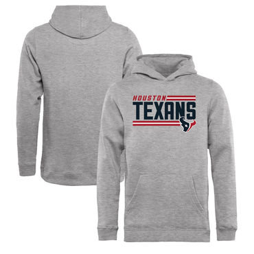 Youth Houston Texans NFL Pro Line By Fanatics Branded Ash Iconic Collection On Side Stripe Pullover Hoodie