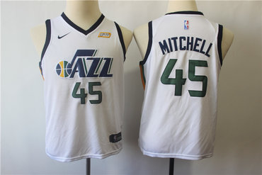 Youth Jazz 45 Donovan Mitchell White Youth Nike Swingman Jersey Youth Jazz 45 Donovan Mitchell White Youth Nike Swingman Jersey