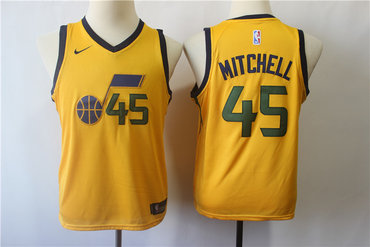 Youth Jazz 45 Donovan Mitchell Yellow Youth Nike Swingman Jersey Youth Jazz 45 Donovan Mitchell Yellow Youth Nike Swingman Jersey