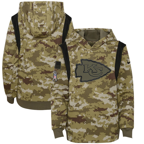 Youth Kansas City Chiefs 2021 Camo Salute To Service Therma Performance Pullover Hoodie Youth Kansas City Chiefs 2021 Camo Salute To Service Therma Performance Pullover Hoodie