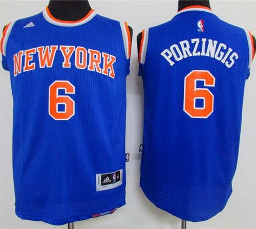 Youth Knicks #6 Kristaps Porzingis Blue Stitched NBA Jersey
