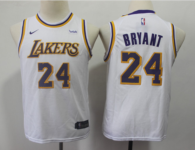 Youth Lakers 24 Kobe Bryant White 2018-19 Youth Nike Swingman Jersey Youth Lakers 24 Kobe Bryant White 2018-19 Youth Nike Swingman Jersey