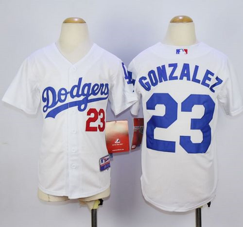 Youth Los Angeles Dodgers #23 Adrian Gonzalez White Cool Base Stitched MLB Jersey