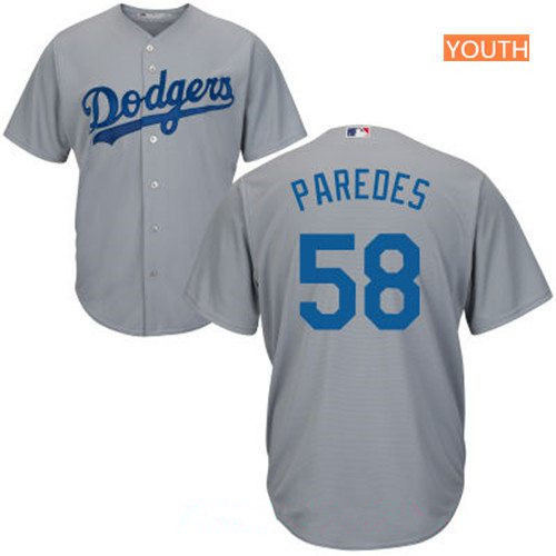Youth Los Angeles Dodgers #58 Edward Paredes Gray Stitched MLB Majestic Cool Base Jersey Youth Los Angeles Dodgers #58 Edward Paredes Gray Stitched MLB Majestic Cool Base Jersey