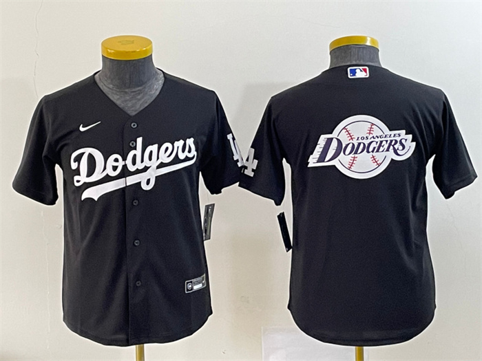 Youth Los Angeles Dodgers Black Team Big Logo Stitched Baseball Jersey Youth Los Angeles Dodgers Black Team Big Logo Stitched Baseball Jersey